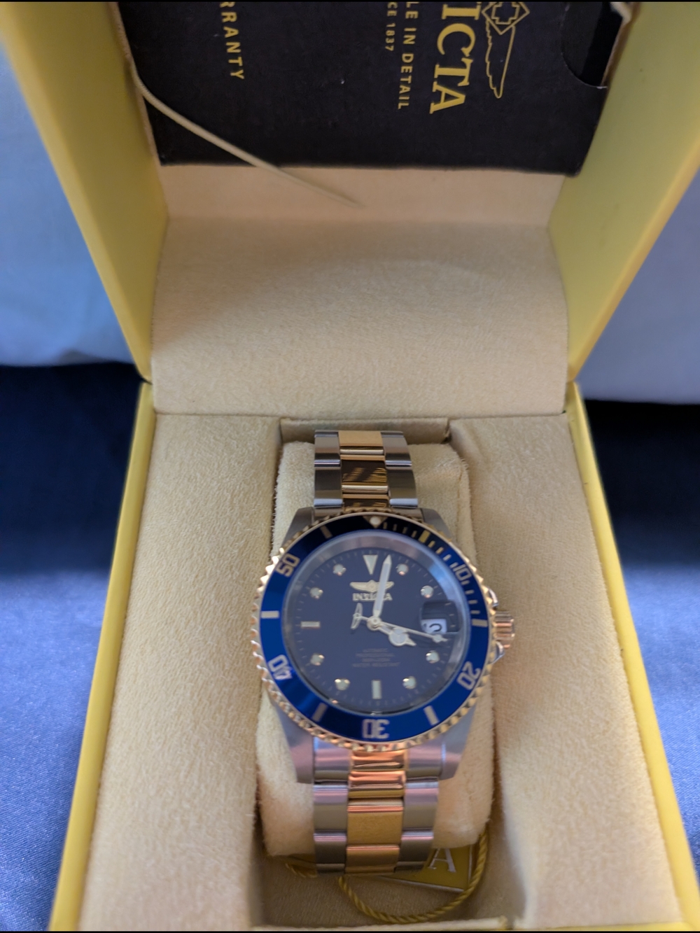 Invicta Gold and Blue Stainless Dive Watch